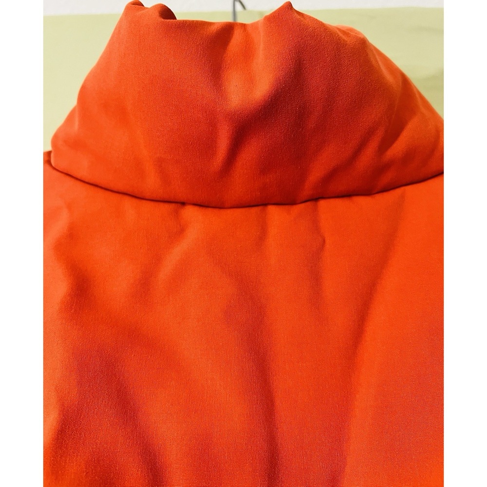 Orange Puffer Jacket Womens Zip Up Quilted Winter Coat Ribbed Cuffs Medium - Picture 10 of 13